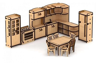 Конструктор LEMMO: Набор кукольной мебели. Кухня для домика Венеция