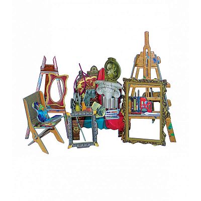Коллекционный набор мебели: Мастерская художника. Сборная игрушка (Умная бумага УБ275)