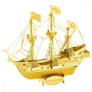 Cборная модель Metal Earth: Корабль Золотая лань (золотой)